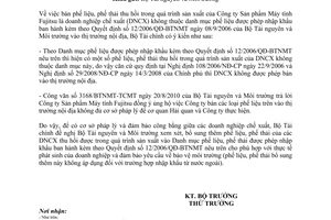 Công văn 13894/BTC-TCHQ xử lý phế liệu, phế thải doanh nghiệp chế xuất