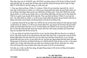 Công văn 105/BXD-KTQH giải đáp vướng mắc khi thực hiện Luật Quy hoạch đô thị