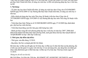 Công văn 7011/BGDĐT-GDTH đánh giá thực hiện Chuẩn kiến thức, kĩ năng các môn