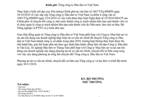 Công văn 3495/BNN-ĐMDN sắp xếp Tổng công ty Dâu tằm tơ Việt Nam