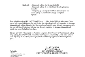 Công văn 5930/BNN-ĐMDN  tổng kết 10 năm thực hiện sắp xếp, đổi mới, phát triển