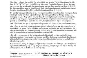 Công văn 7233/BGDĐT-KHTC đề xuất phương án cơ cấu nguồn tài chính