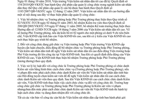 Công văn 409/VKSTC-V9 phân cấp lý quản cán bộ Viện kiểm sát nhân dân tối cao