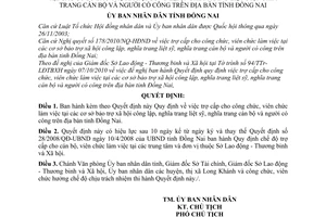 Quyết định 65/2010/QĐ-UBND trợ cấp cho công, viên chức cơ sở bảo trợ xã hội