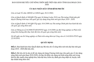 Quyết định 2535/QĐ-UBND tiêu chí nông thôn mới tỉnh Bình Phước 2010-2020