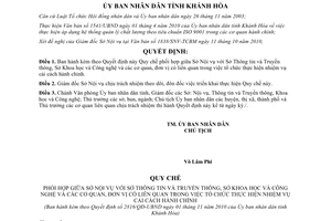 Quyết định 2816/QĐ-UBND 2010 Quy chế phối hợp cải cách hành chính Khánh Hòa