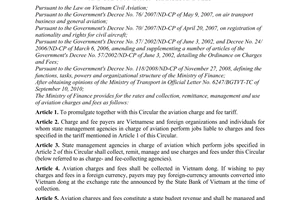 Circular No. 169/2010/TT-BTC providing for the rates and collection, remittance