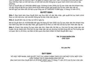 Quyết định 2819/QĐ-UBND tiếp nhận, giải quyết thủ tục hành chính