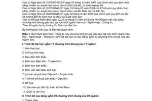 Thông tư 28/2010/TT-BGDĐT chương trình khung giáo dục đại học khối ngành