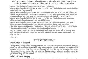 Thông tư liên tịch 171/2010/TTLT-BTC-BNNPTNT hướng dẫn phương pháp điều tra