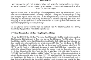 Thông báo 35/TB-BCĐCNTT kết luận Phó Thủ tướng Chính phủ Nguyễn Thiện Nhân