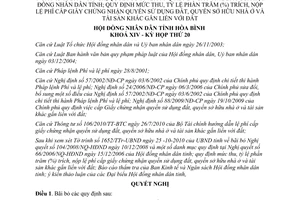 Nghị quyết 158/2010/NQ-HĐND lệ phí cấp giấy chứng nhận Hòa Bình