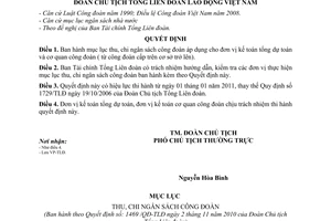 Quyết định 1468/QĐ-TLĐ mục lục thu, chi ngân sách công đoàn