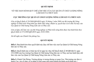 Quyết định 460/QĐ-QLCL 2010 Quy chế làm việc Cục Quản lý Chất lượng Nông lâm sản Thủy sản