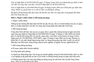 Thông tư 148/2010/TT-BQP chế độ thôi việc đối với công chức trong Quân đội nhân dân Việt Nam