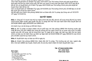 Quyết định 3211/QĐ-UBND công bố 12 thủ tục hành chính đã sửa đổi