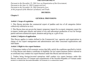Decree No. 109/2010/ND-CP on rice export business