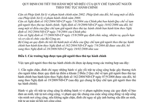 Thông tư 42/2010/TT-BCA hướng dẫn Quy chế tạm giữ người theo thủ tục hành chính