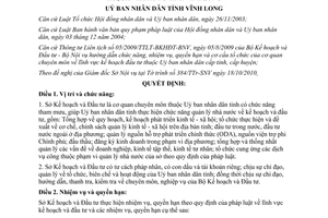 Quyết định 30/2010/QĐ-UBND nhiệm vụ quyền hạn Sở Kế hoạch Đầu tư Vĩnh Long
