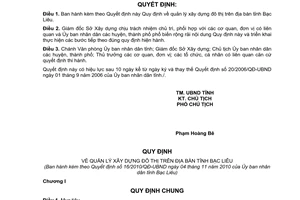 Quyết định 16/2010/QĐ-UBND quản lý xây dựng đô thị