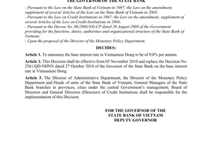 Decision No. 2619/QD-NHNN on the base interest rate in Vietnamese Dong