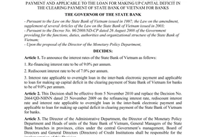 Decision No. 2620/QD-NHNN on refinancing interest rate, rediscount interest rate