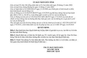 Quyết định 38/2010/QĐ-UBND  giá dịch vụ xe ra, vào bến