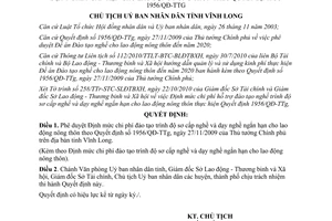 Quyết định 2434/QĐ-UBND năm 2010 chi phí đào tạo sơ cấp nghề Vĩnh Long