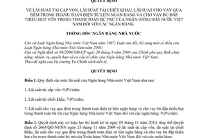 Quyết định 2620/QĐ-NHNN lãi suất tái cấp vốn, chiết khấu