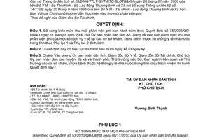 Quyết định 53/2010/QĐ-UBND bổ sung biểu mức thu một phần viện phí