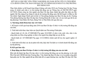 Báo cáo 45/BC-ĐCT kết quả làm việc 4 tỉnh: Nam Định Hà Nam Hưng Yên và Thái Bình
