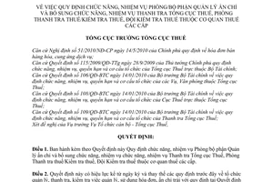 Quyết định 2245/QĐ-TCT chức năng, nhiệm vụ phòng/bộ phận quản lý