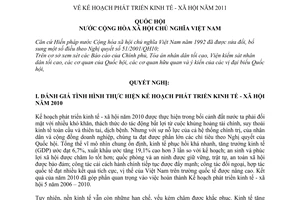 Nghị quyết 51/2010/QH12 kế hoạch phát triển kinh tế xã hội