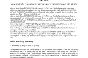 Thông tư 34/2010/TT-BLĐTBXH tiêu chuẩn nghiệp vụ các ngạch viên chức