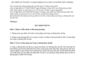 Thông tư 34/2010/TT-BGTVT tổ chức hoạt động Cảng vụ Đường thủy nội địa