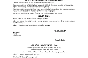 Quyết định 2431/QĐ-BKHCN công bố sửa đổi Tiêu chuẩn quốc gia 2:2010 TCV