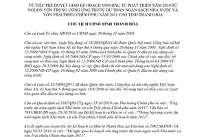 Quyết định 4013/QĐ-UBND kế hoạch vốn đầu tư phát triển 2010 dự toán ngân sách trái phiếu Chính phủ 2011 Thanh Hóa