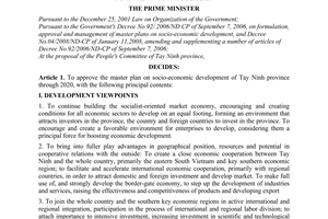 Decision No. 2044/QD-TTg, approving the master plan on socio-economic developmen