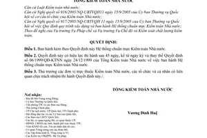 Quyết định 06/2010/QĐ-KTNN Hệ thống chuẩn mực Kiểm toán Nhà nước