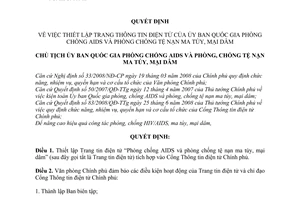 Quyết định 544/QĐ-PCAIDSMTMD thiết lập trang thông tin điện tử