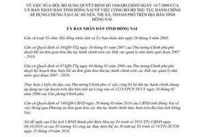 Quyết định 2952/QĐ-UBND sửa đổi Quyết định 1948/QĐ-UBND công bố bộ thủ tục