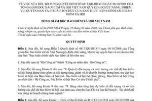 Quyết định 1565/QĐ-BHXH sửa đổi Quyết định 4813/QĐ-BHXH