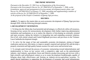 Decision No. 2052/QD-TTg approving the master plan on socio-economic development