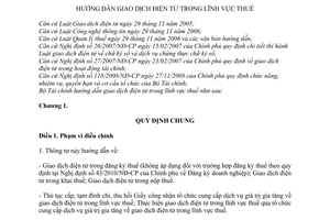 Thông tư 180/2010/TT-BTC hướng dẫn giao dịch điện tử trong lĩnh vực thuế
