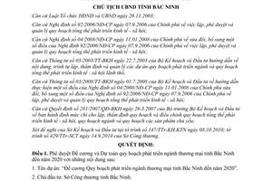 Quyết định 1554/QĐ-UBND quy hoạch phát triển thương mại Bắc Ninh 2020