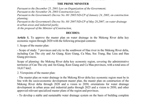 Decision No. 2066/QD-TTg approving the master plan on water drainage