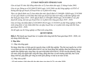 Quyết định số 1262/QĐ-UBND quy hoạch bảo vệ và phát triển rừng tỉnh Hà Nam