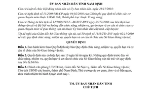 Quyết định 25/2010/QĐ-UBND nhiệm vụ quyền hạn Sở Giao thông vận tải Nam Định