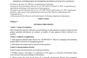 Circular No. 25/2010/TT-BTTT on collection, use, sharing, security assurance and