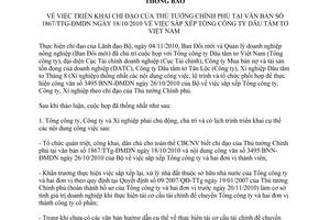 Thông báo 6258/TB-BNN-ĐMDN triển khai chỉ đạo Thủ tướng Chính phủ